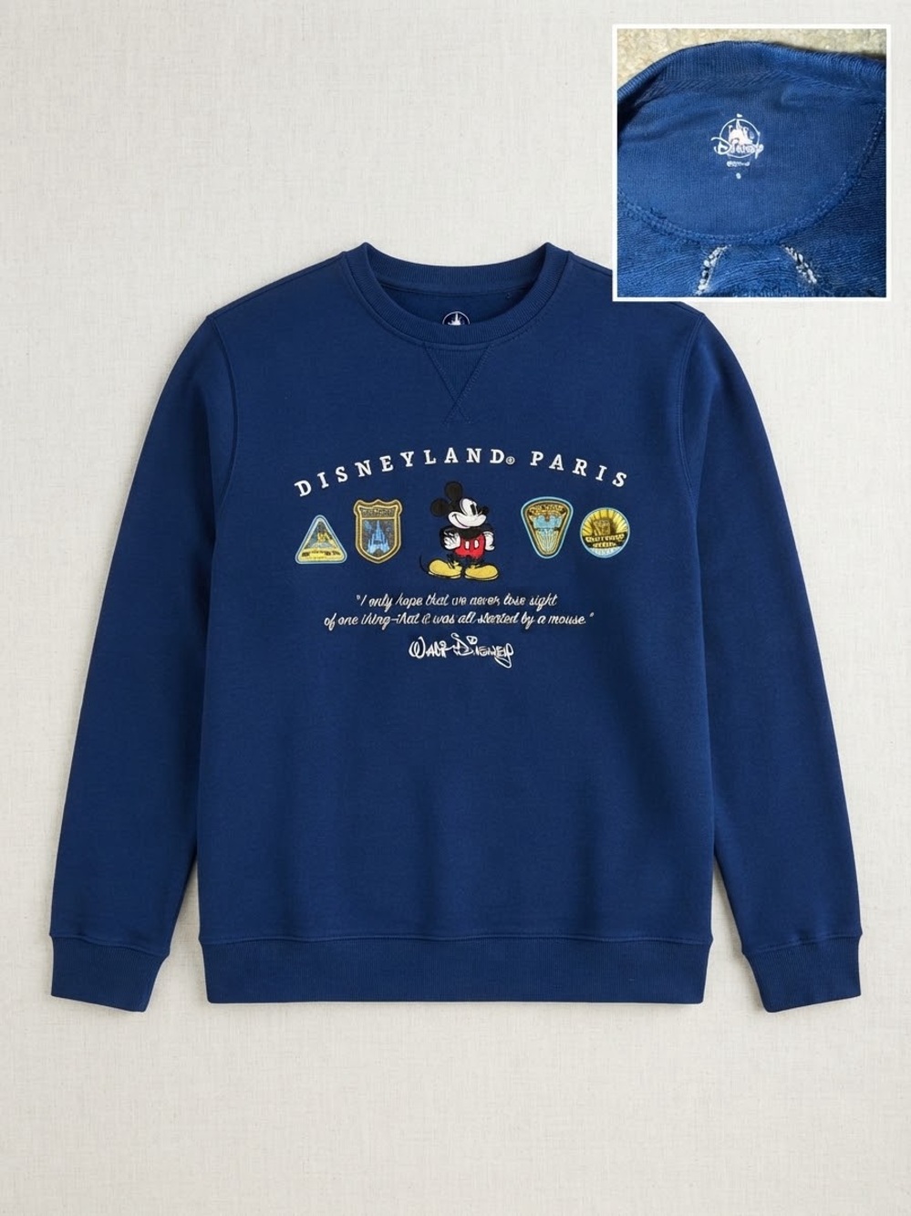 Disney Navy Blue Disneyland Paris Mickey Patch Crewneck